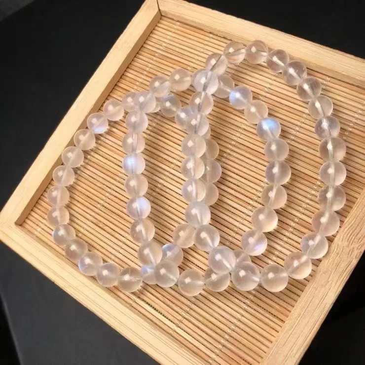 

High Quality Flashy Natural 7mm To 7.5mm Blue Moonstone Crystal Healing Bead Bracelet Special Jewelry Gift For Friends