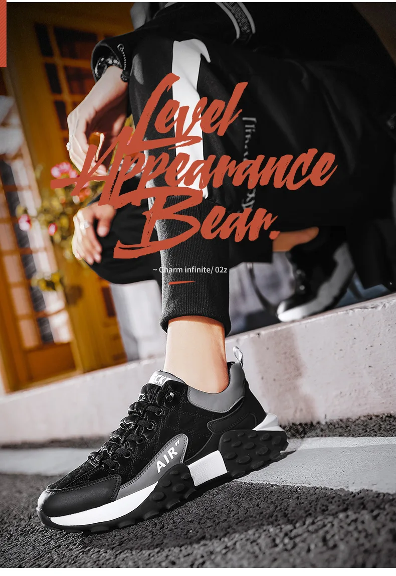 Buy Men 'S High Top Fashion Leather Sneakers Trend Comfortable Man - Main Image