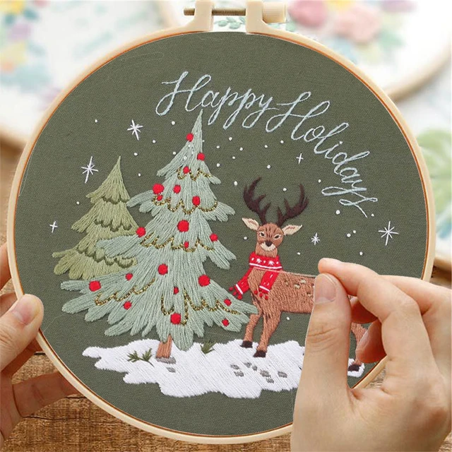 Punch Needle Christmas Children  Diy Punch Needle Embroidery Kit -  Embroidery Diy - Aliexpress