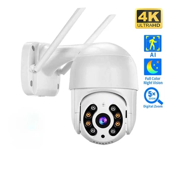 Telecamera PTZ Wireless 8MP 4K HD 1080P con Visione Notturna a Colori, Telecamera IP WiFi da Esterno 5MP con Tracciamento Automatico AI, Telecamera di Sorveglianza CCTV iCsee