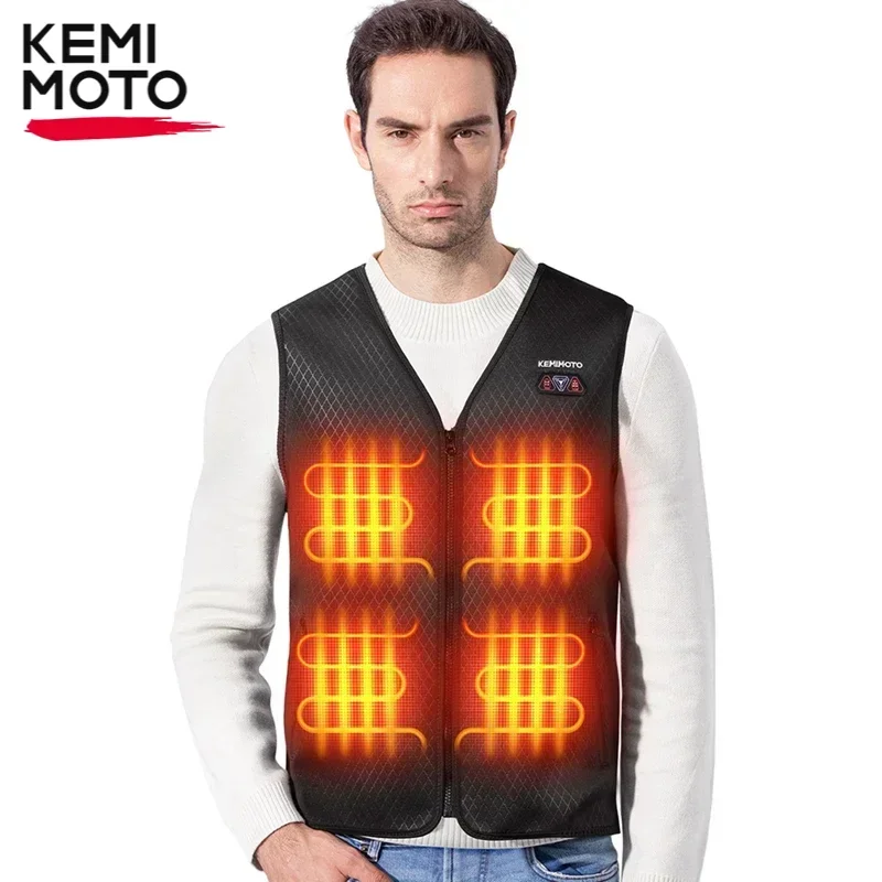 KEMIMOTO Winter Warm Heated Vest Men Women Motorcycle Heated Jacket USB Electric Smart Heating Vest For Skiing Fishing Outdoor Motorcycle Jacket Motorcycle Clothing