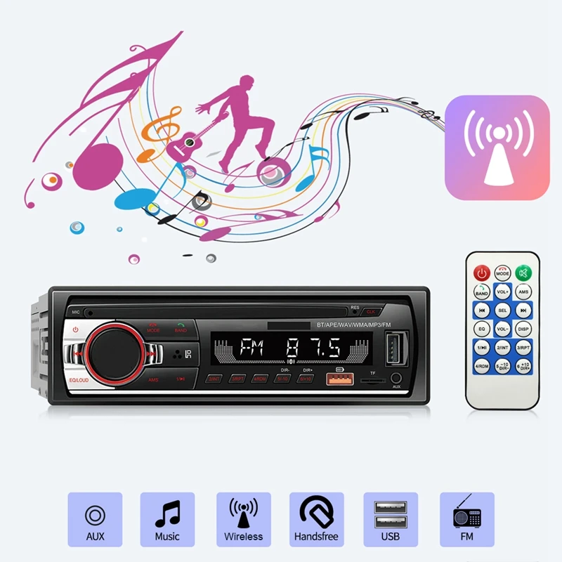 Автомобильный Bluetooth MP3-плеер 12 в, FM-радио, стерео, громкая связь, стереоплеер, дисплей с подсветкой, прочный CD-плеер с USB-зарядкой (art.: 3920c423732ea) - 3920c423732ea