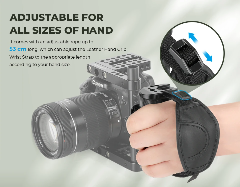 Camera Side Handgrips With Adjustable Leather Hand Grip Wrist Strap For 1/4" Thr