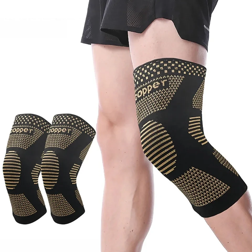 

Наколенники KoKossi для фитнеса и бега, 1 шт., поддерживающие наколенники из медного волокна, вязаный Эластичный компрессионный наколенник, Спортивная безопасность