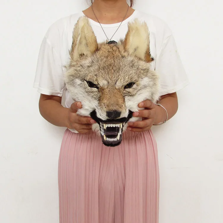 시뮬레이션 늑대 머리 동물 매달려 장식, 리얼 코요테 모피, 벽 장식, 바, 거실, 할로윈 파티, 컬렉션