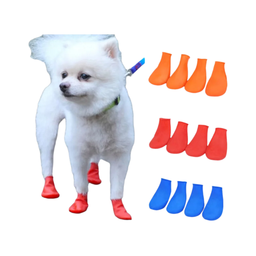 4Pcs Durable Waterproof Dog Shoes Balloon Rubber Anti-slip Pet Rain Boots Dog Shoe Covers for Small Dog Chihuahua Large Dogs