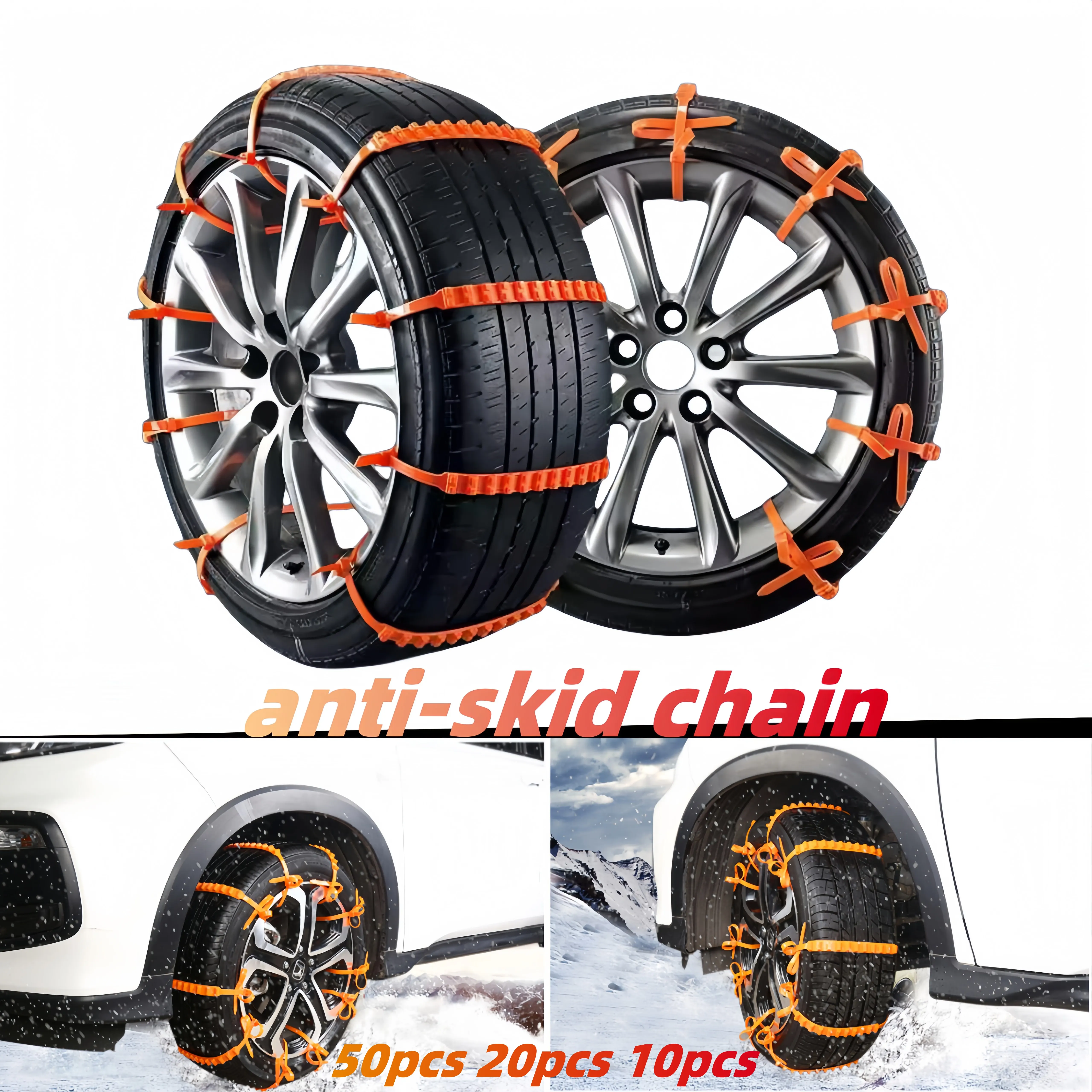 Car Snow Tire Chains Thickened Kit Anti Slip Winter Ice Mud Traction Offroad SUV Auto emergency Safe Easy Install