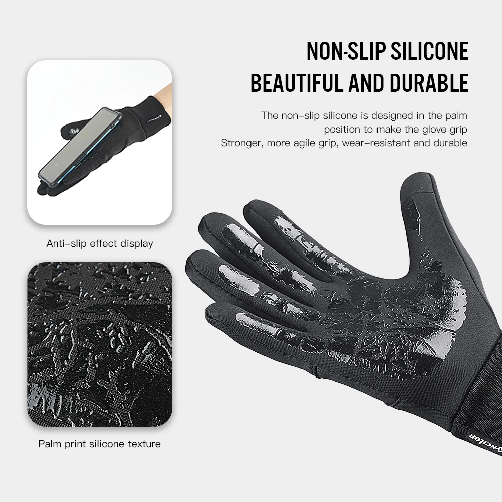 Autumn Winter Cycling Gloves Fluff Warm Waterproof Nonslip Touch Screen Skiing Running Riding Motorbike Gloves Men