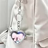 New Heart Shape Bow Folding Mirror Keychain Charm Double Sided Love Cosmetic Mirror Key Holder Y2K Bag Pendant Trendy Decor 5