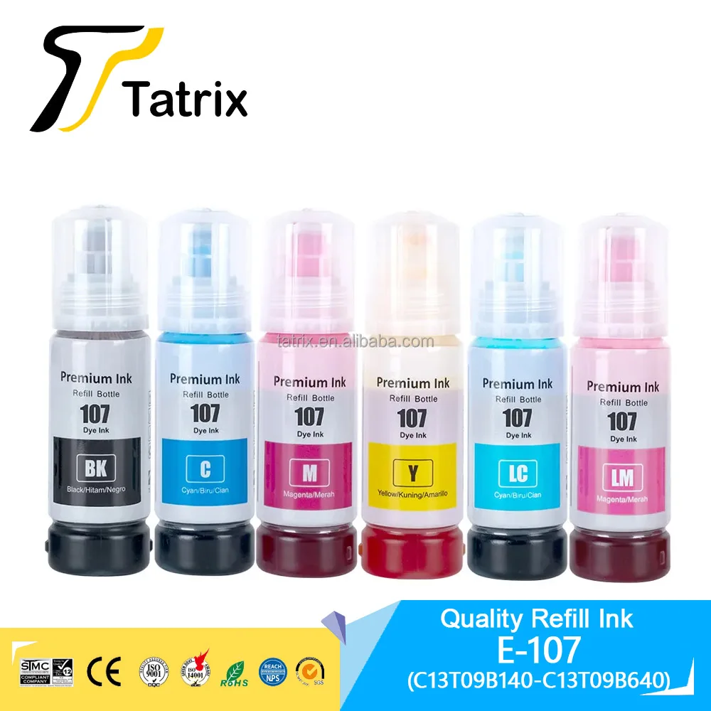 Tatrix Per Epson 107 Inchiostro Compatibile Colore Bottiglia A Base D'Acqua Ricarica Inchiostro A Getto D'Inchiostro Sfuso 107 Per Stampante Epson Eco