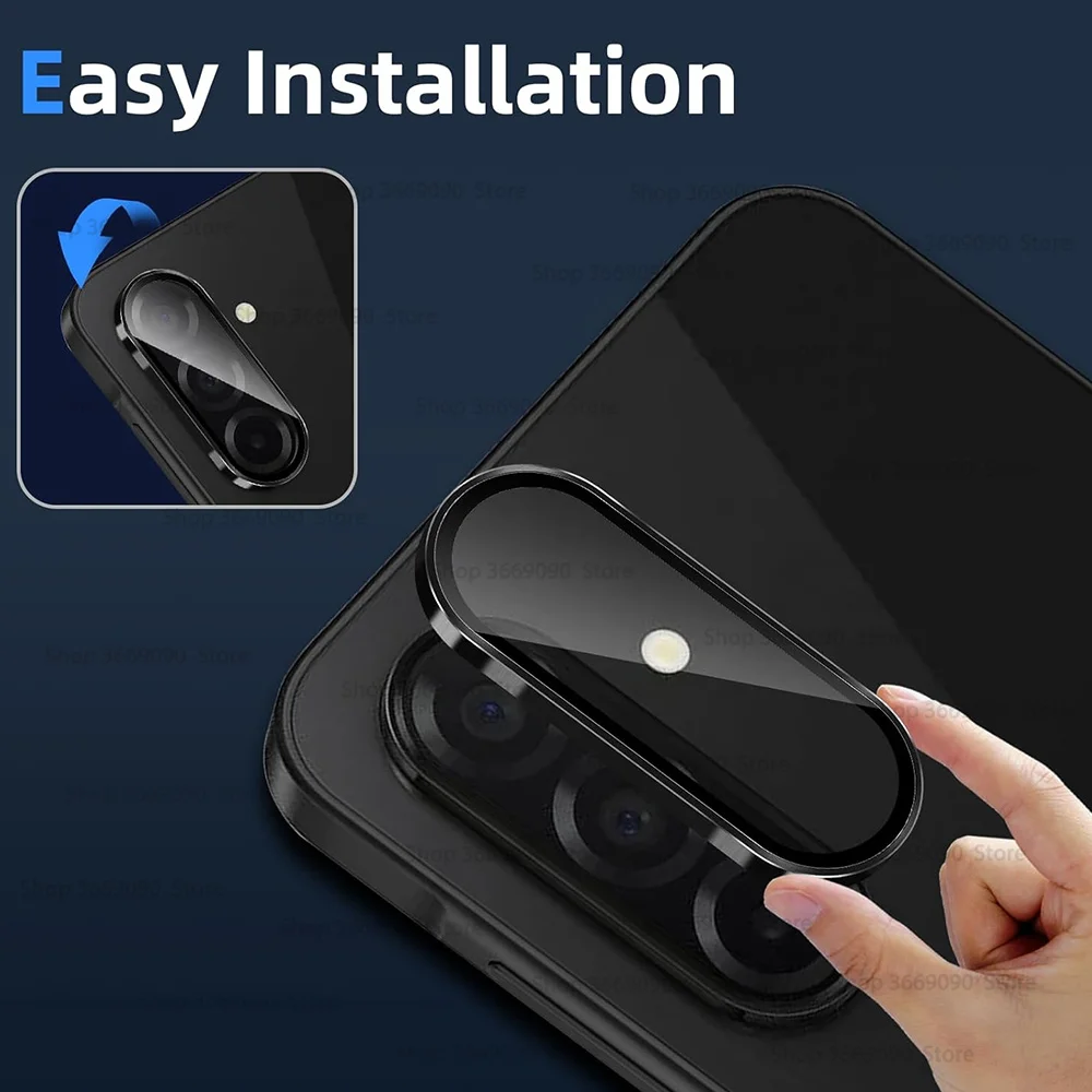 Premium Back Lens Glass Case with Metal Alloy Ring Protector Film