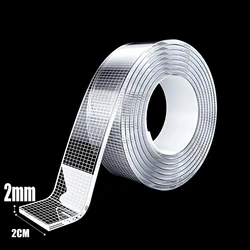 Enhanced Waterproof Transparent Mesh Nano Double - Sided Adhesive Tape for Wall Hanging and Crafts (Thick (2mm))
