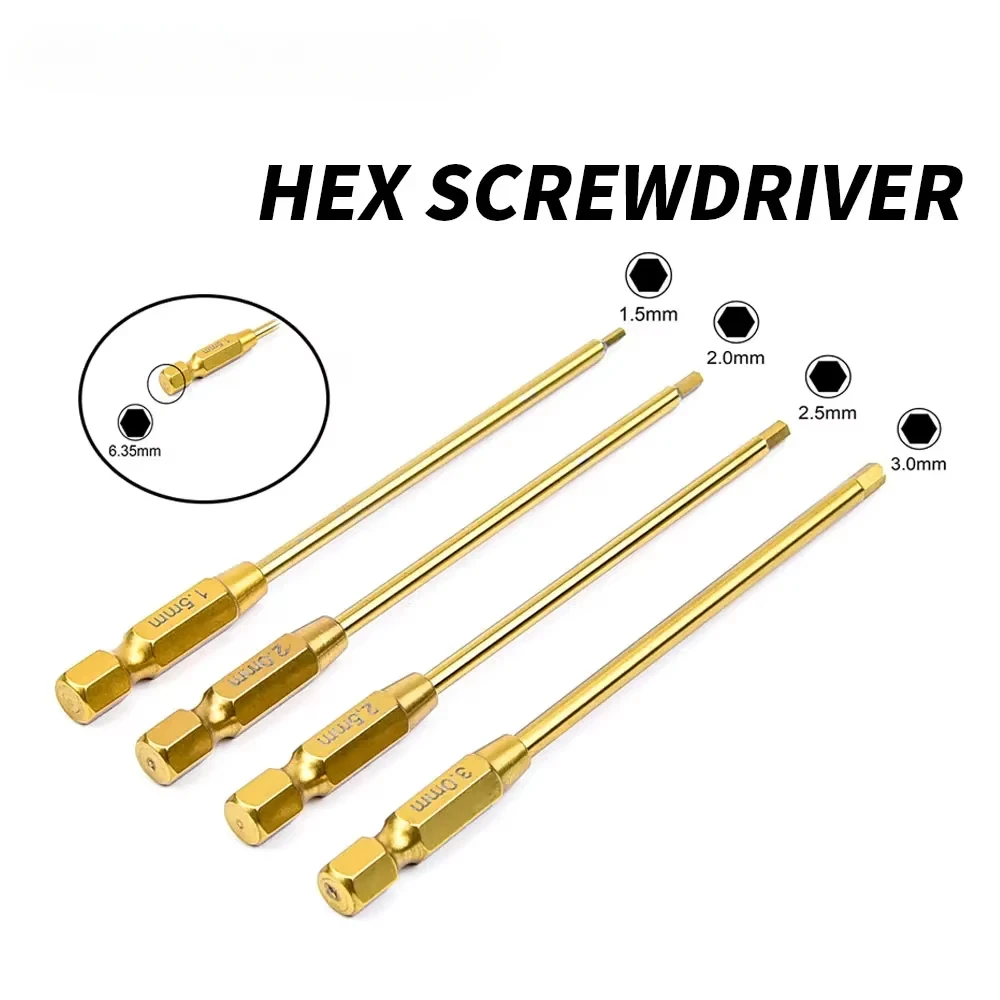 육각 렌치 전기 스크루 드라이버 도구, RC 모델 자동차용, 단단한 합금강 금속, 1.5mm, 2.0mm, 2.5mm, 3.0mm, 6.35mm