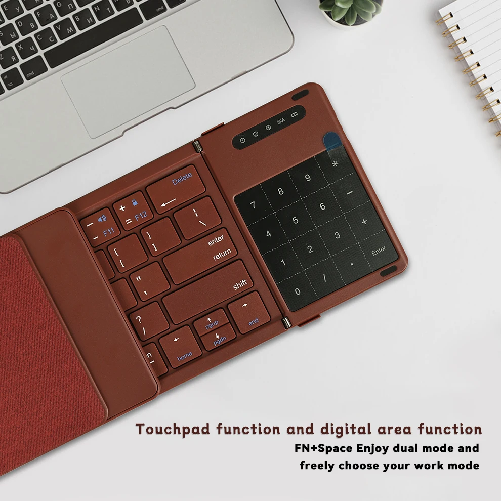 Wireless Keyboard with Touchpad Rechargeable Foldable Bluetooth For PC Mac Smartphone Windows iOS Android