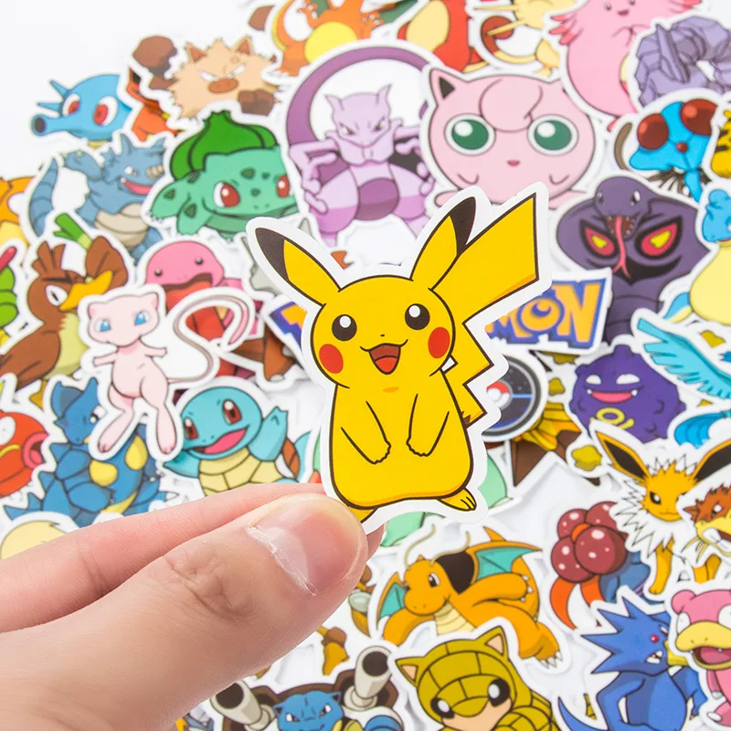 Anime Figure Pokemon Kawaii Pikachu Stickers Motorcycle Phone Car  Skateboard Laptop Decal Sticker Waterproof Classic Kid Toy