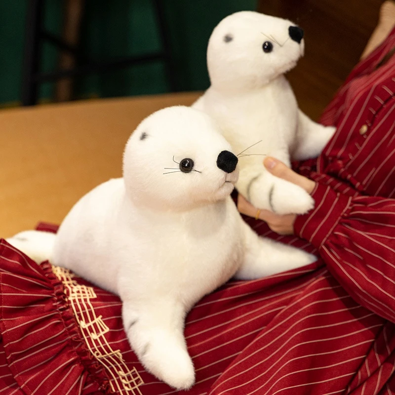 New White Seal Doll Simulation Stuffed Plush Toy Handmade Doll Cartoon Anime Cute Children's Birthday Gift Fun Doll