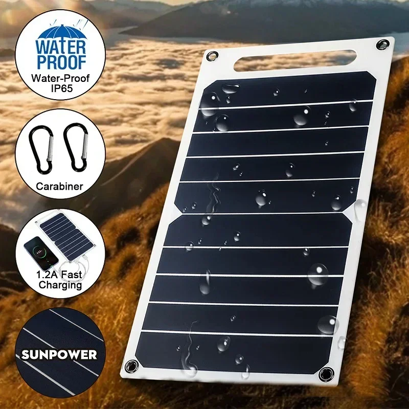 30W Solar Panel With USB Waterproof Portable Battery Mobile Phone Charging Bank Charging Panel for Outdoor Hiking Camping