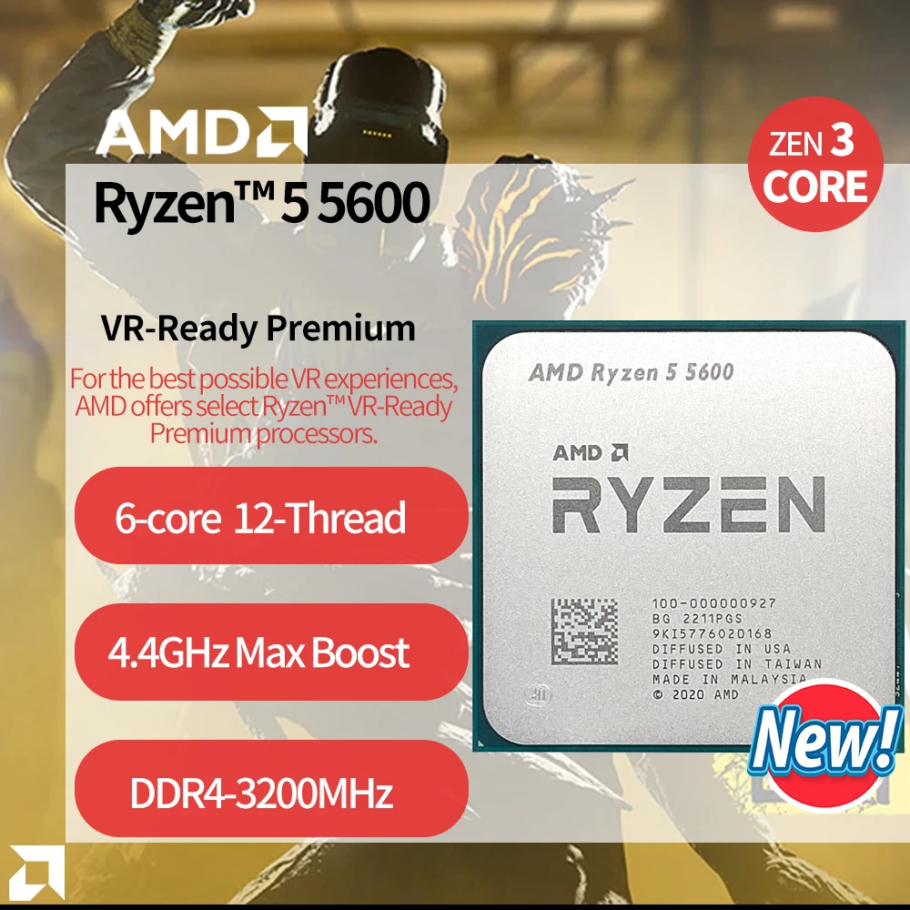 New Amd Ryzen 5 5600 R5 5600 3.5 Ghz Six-core Twelve-thread Cpu ...