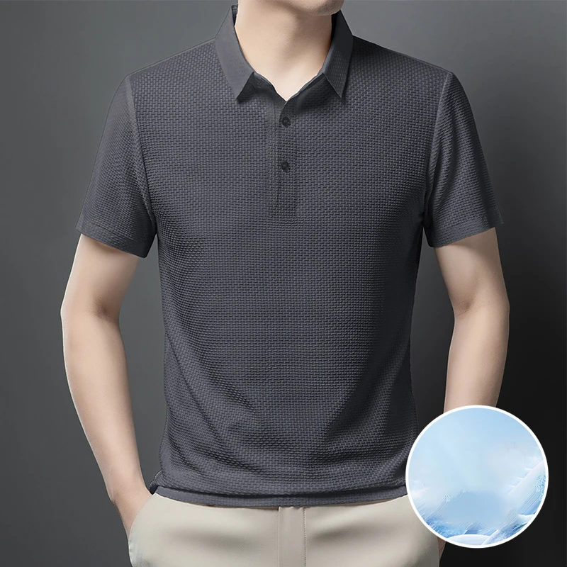 Fashion Lapel Button Solid Color Business Polo Shirts Men's Clothing 2024 Summer New Loose Casual Pullovers All-match Tee Shirt