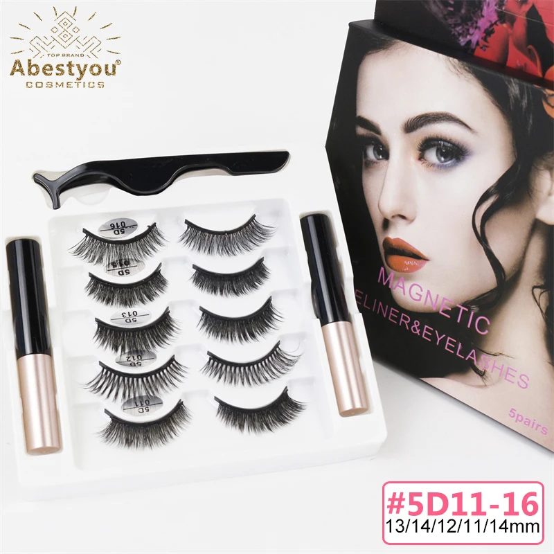 Abestyou 3D 5pairs Soft Natural Effect Magnetic Eyelashes Reutilizables Cils Magnetique Lash Case Eyelash Lifting Kit Bulk Items