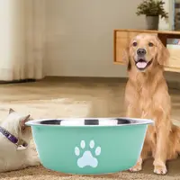 Large Capacity Stainless Steel Dog Bowl Non-slip Bilayer Dog Water Bowl Pet Feeders Cat Paw Pattern Cat Feeding Bowl Home 2