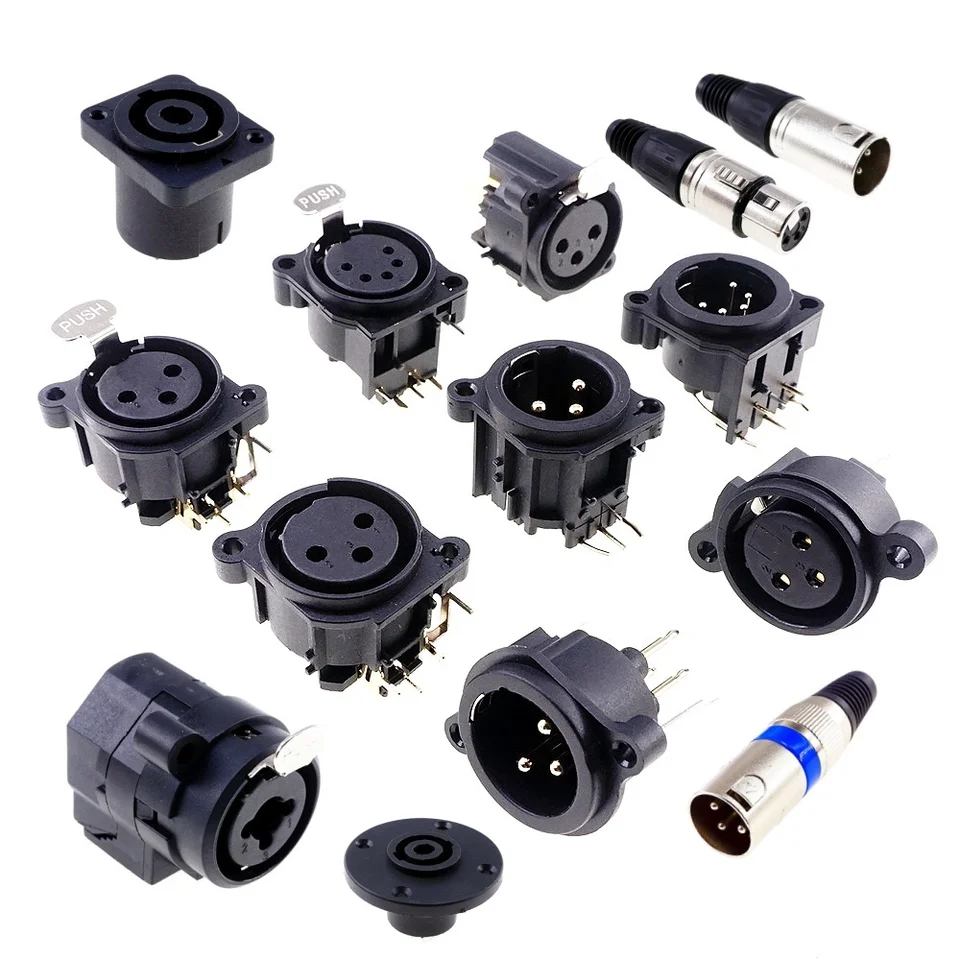 オーディオxlrコネクタ,オス3および5極,垂直メスコネクタ,PCBマウント