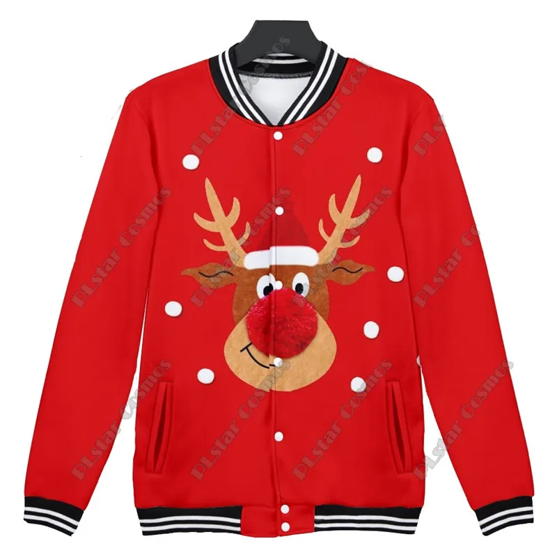 Fashion 3D printed Christmas tree Santa Claus snowman pattern genuine full button jacket Unisex winter new full button jacket