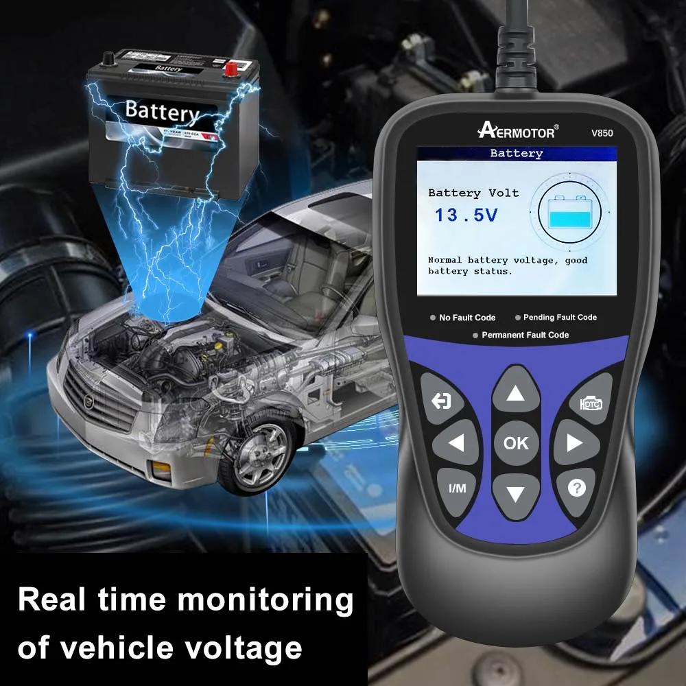Original Aermotor V850 Auto Diagnose Scanner OBD2 Motor Überprüfen Automotive Code Reader Batterie Mehrsprachig – Detail 5