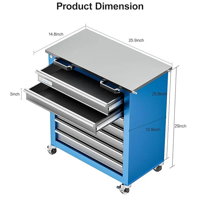 AIRAJ Seven Drawers Metal Cabinets Heavy-duty Tool Workshop Drawers Mobile Auto Repair Tool Carts Hardware Storage Toolbox tool organizer