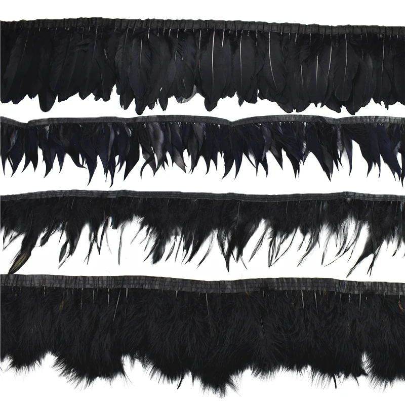 Ostrich Feathers Mixed Color Feathers Pheasant Feathers Goose Feathers Craft Feathers Natural Feathers Turkey Feathers 1Meter White Black Pheasant Feathers for Clothes Feather Trim Needlework Tape Fluffy Turkey Ostrich Goose Marabou Fringes Sewing