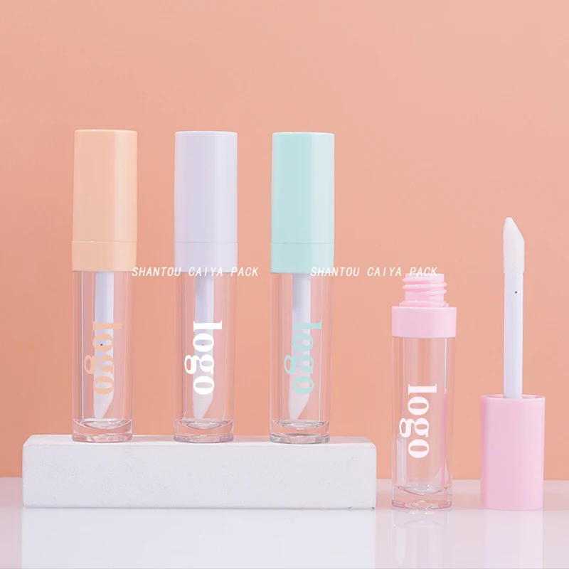 CAIYA thick wand wholesale lip gloss tubes with wand blue black empty cylinder lipgloss packaging containers lip tint bottles