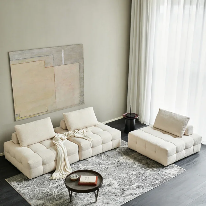 

Fabric biscuits, modern minimalist living room, marshmallow, lamb's cashmere, technical cloth, modular modular sofa/MZ