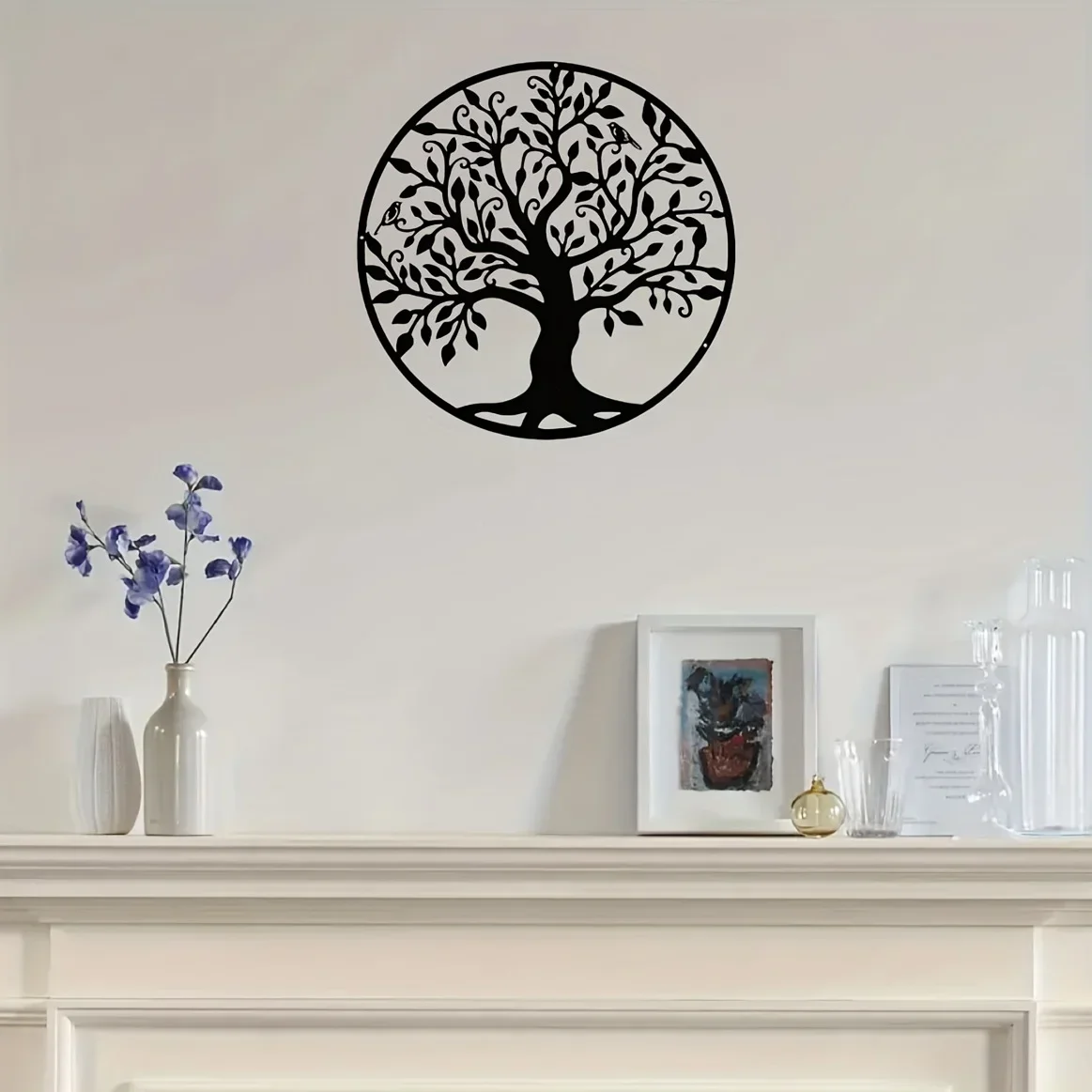 

CIFBUY Decoration Tree of Life Metal Home Art Family Tree Metal Wall Mounted Decor Round Metal Wall Art Decoration Livingroom Be