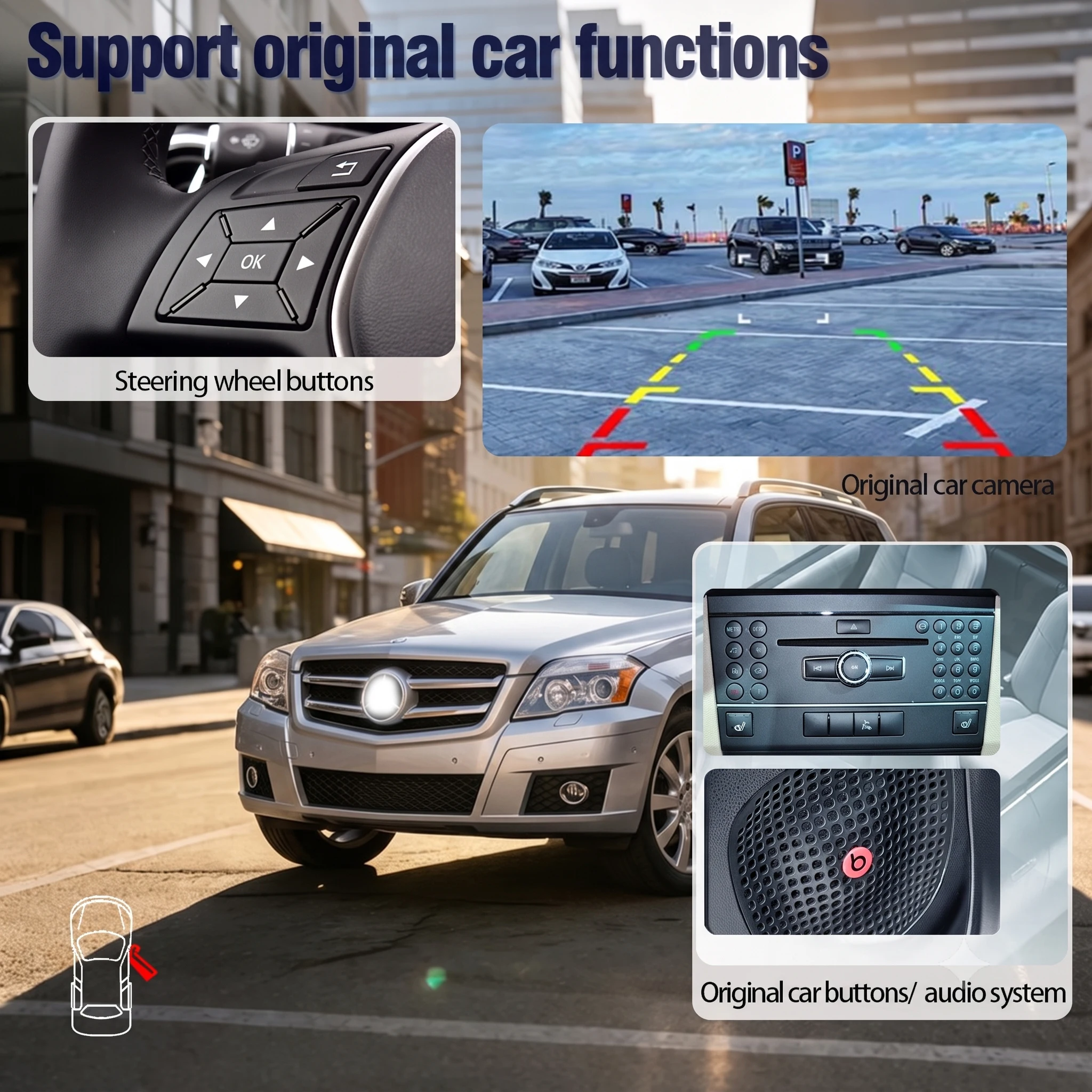 AUTOTOP Pantalla multimedia para coche de 7 pulgadas que conserva el estilo original de fábrica, pantalla táctil para Benz GLK X204 2008-2015 NTG4.0/4.5, radio Linux con CarPlay inalámbrico, Android Auto, navegación GPS, asistente de Google Siri, pantalla de tablero con velocidad y RPM en tiempo real, cámara de respaldo 7
