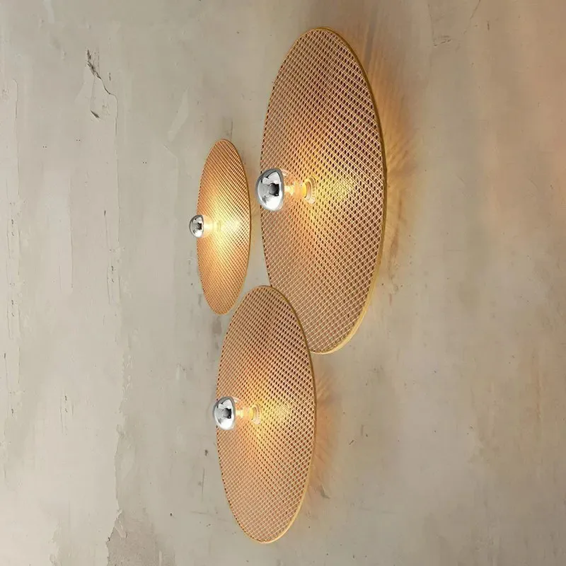 Tan Wall light Retro Japanese bamboo Wall lamp for Living Room Background bedroom Corridor handmade rattan Wall lamp 6