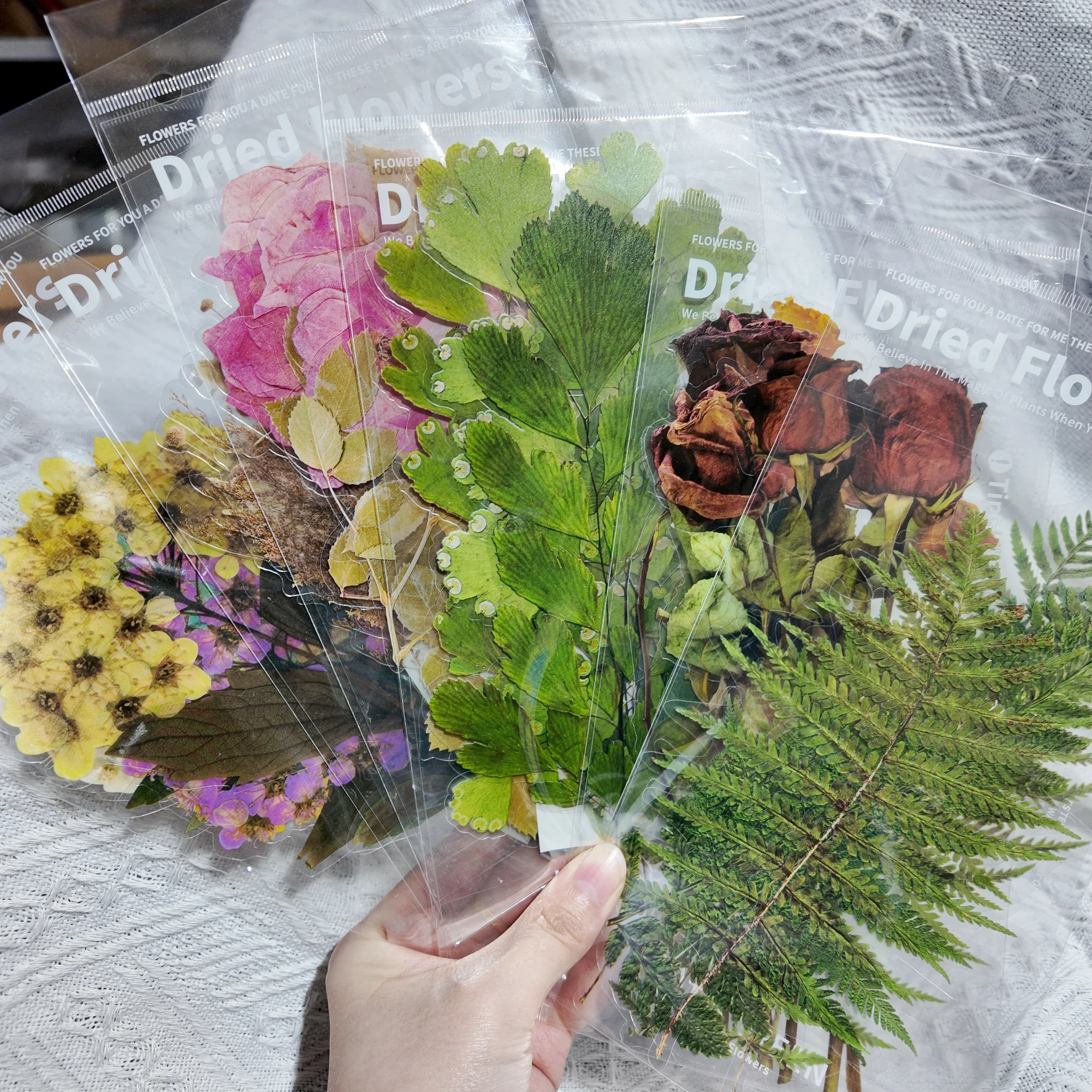 6 시트 대형 식물 꽃 스티커 DIY 스크랩북 플래너 콜라주 일기 용품 미학 스티커 편지지