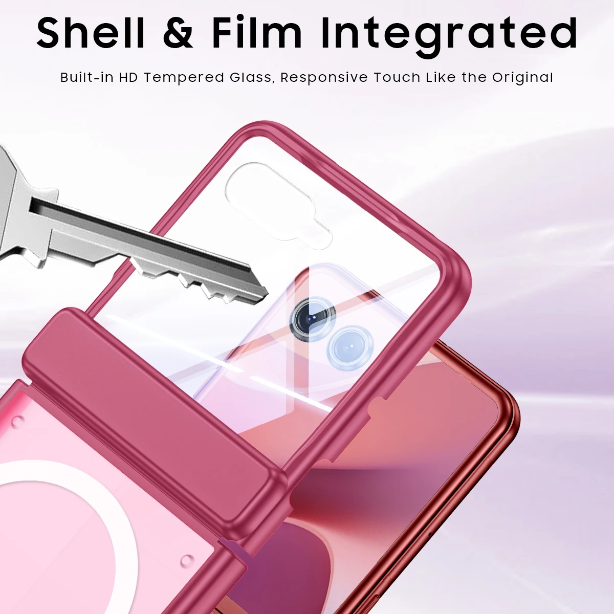 Magnetic Transparent Tempered Glass Phone Case with Matte Clear Cover