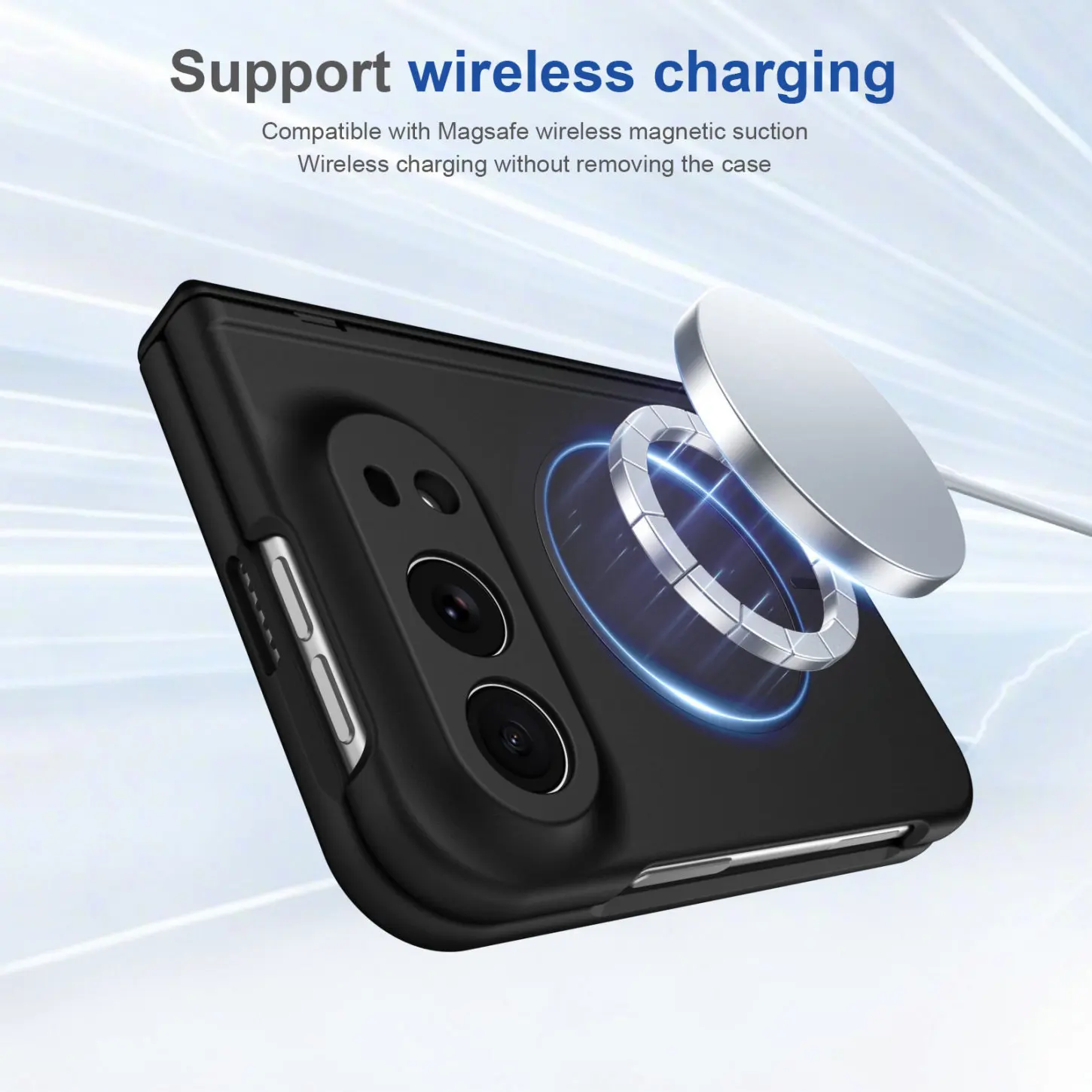 Premium Magnetic Wireless Charging Case with Built-in Screen Protector and Frosted Cover