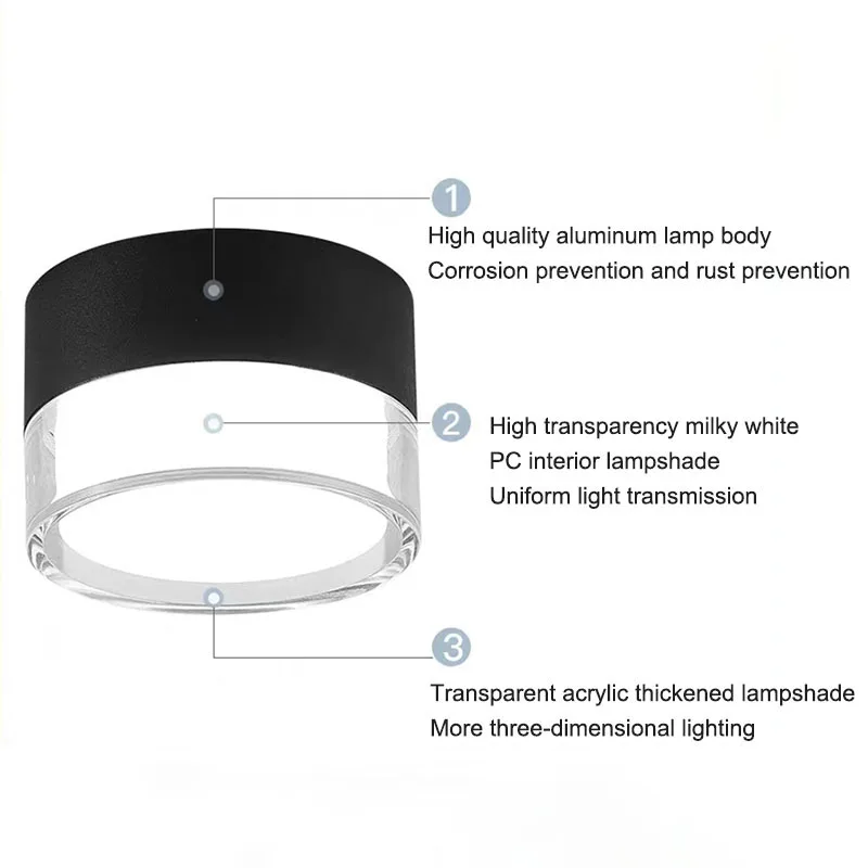 New2023LED 통 디밍이 가능한 천장 조명 7W 9W 12W 15W18W 북유럽 표면 장착 주변 빛나는 LED 통 스포트라이트