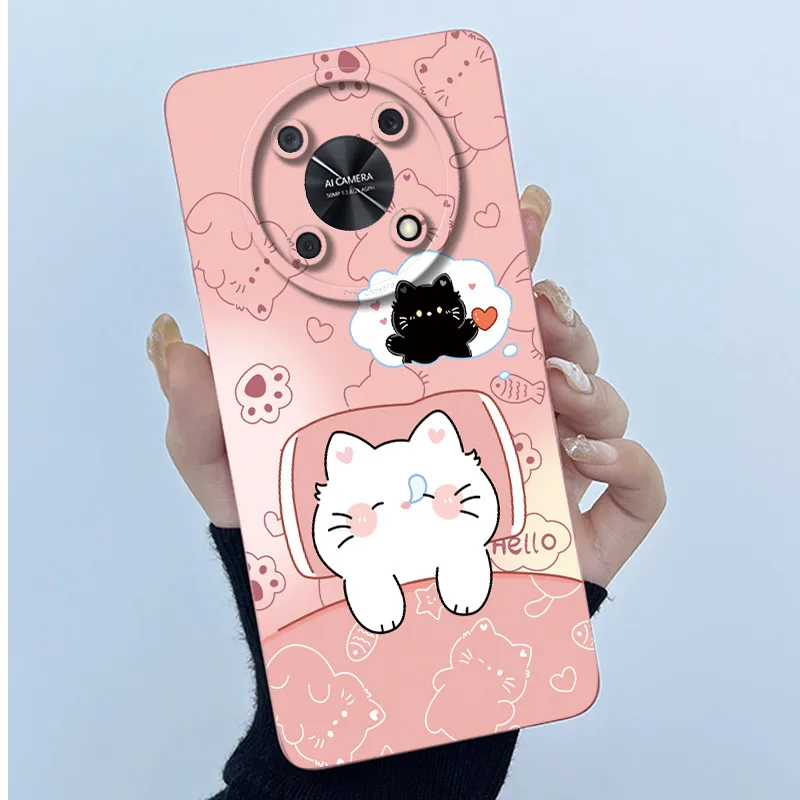 Matte Soft TPU Phone Cover with Cute Panda and Cat Design
