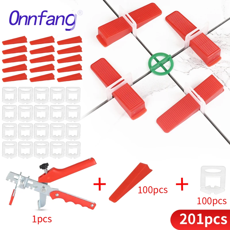 

201PCS Tile Leveling System Laying Level Wedges Alignment Spacers Leveler And Wedge 1/1.5/2/2.5/3mm Tile Leveling Device Set