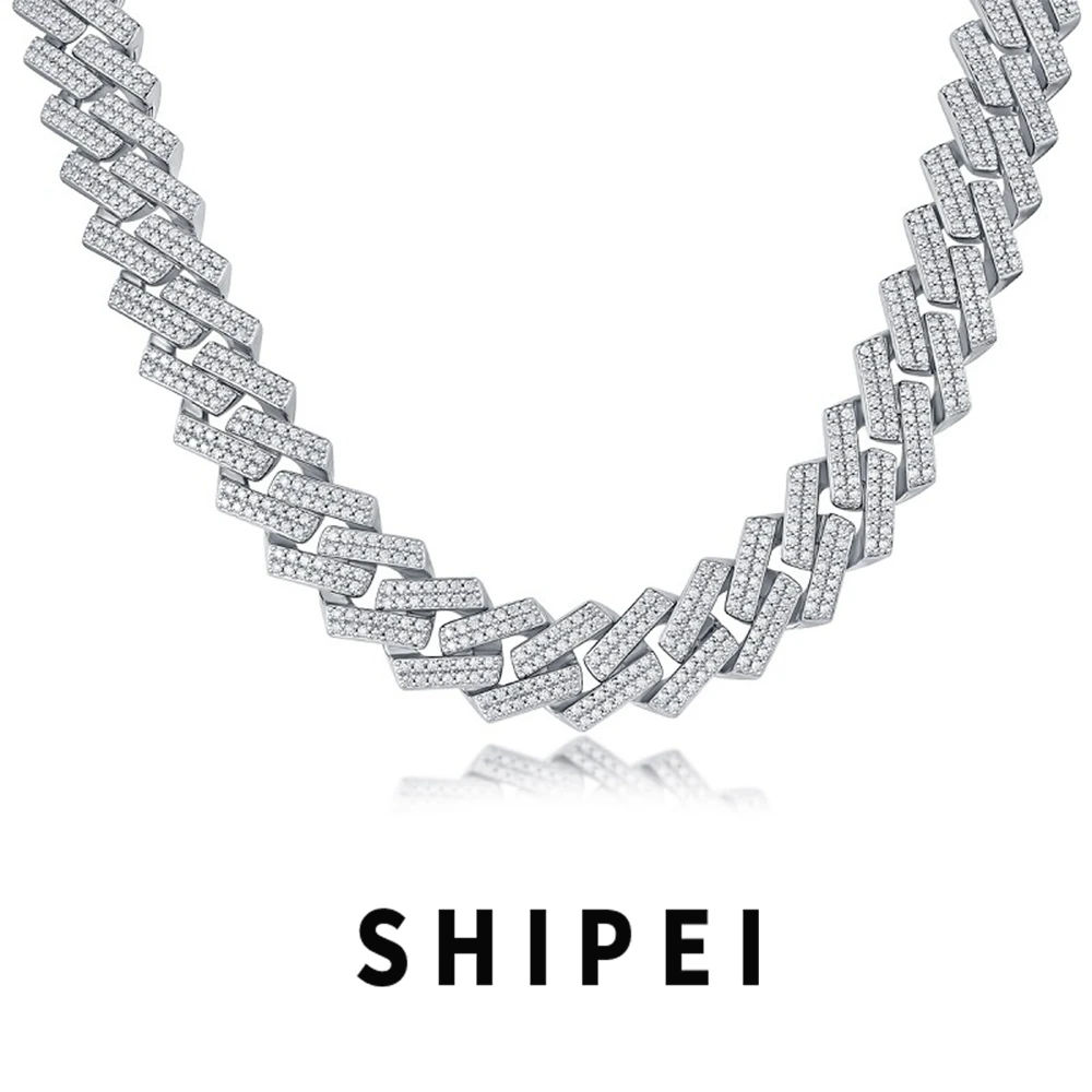 

SHIPEI Hip Hop Rock 100% 925 Sterling Silver VVS1 D Moissanite Diamonds Gemstone Luxury Cuban Chain Necklace 60CM GRA Jewelry