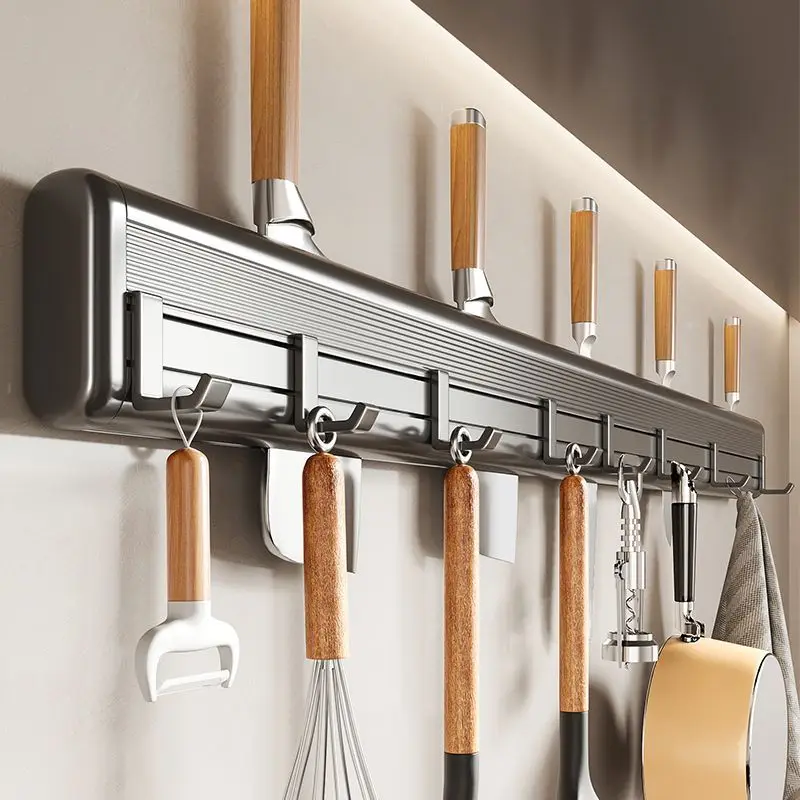 Ermo kitchen rack wall punch-free tool holder hook hanging rod wall hanging hook multifunctional storage rack