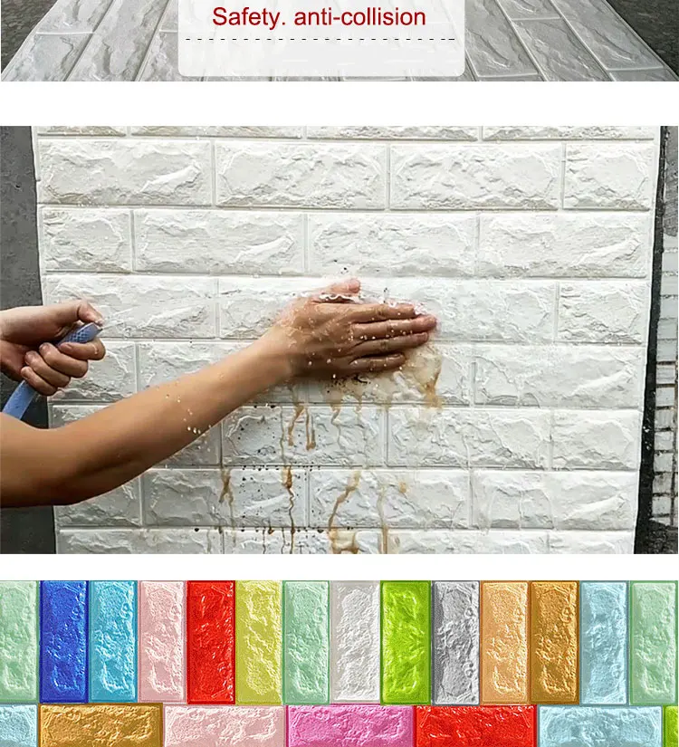 

3D Wallpaper Brick Wall Stickers Decor Foam Wall Covering Wall Sticker For Living Room DIY Background