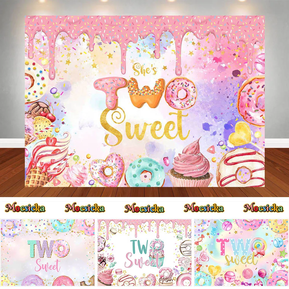 Telón de fondo de Donut para fiesta de 2 ° cumpleaños, Fondo de fotografía,  mesa de postre, suministros de utilería para estudio fotográfico, pancarta  - AliExpress, image size:1000x1000