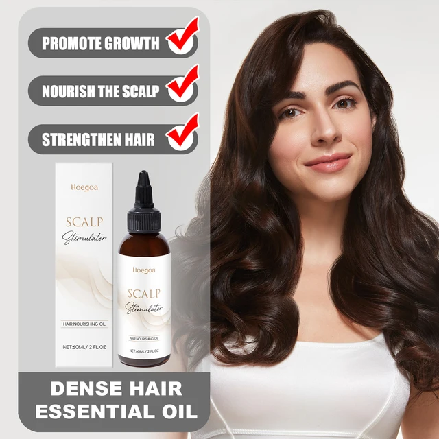HOEGOA Ätherisches Öl für dichtes Haar, fördert die Durchblutung der Kopfhaut, macht das Wachstum, nährt Haarwurzeln, repariert geschädigtes Haar, verhindert Verlust