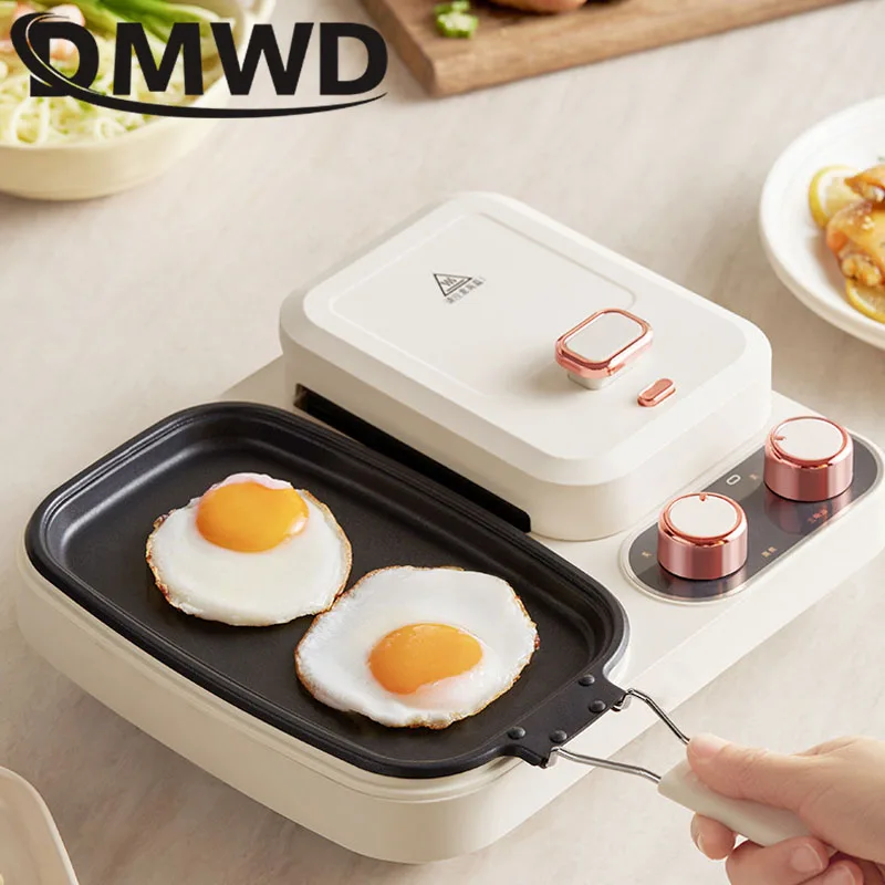 DMWD Electric 3 in 1 Household Breakfast Toaster Baking Machine Sandwich Omelette Fry Pan Hot Pot Boiler Food Steamer 2