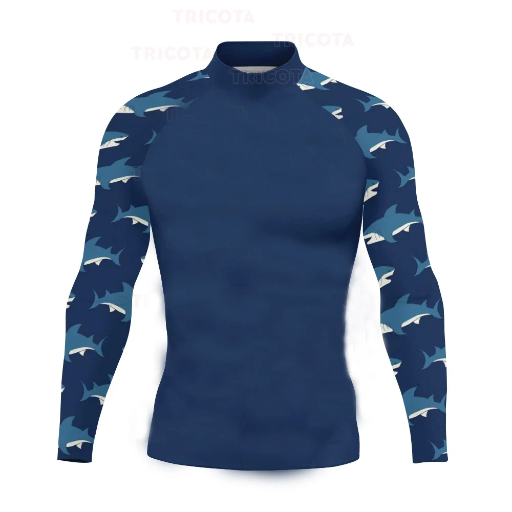 Men's Surfing Swimwear Long Sleeve UV Protection Rash Guard Wear Summer Water Sports Beach Swimming Surf Tight T-shirts