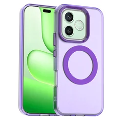 Magnetic Wireless Charging Case - Candy Colors Transparent Shell for Honor 600e (Purple)