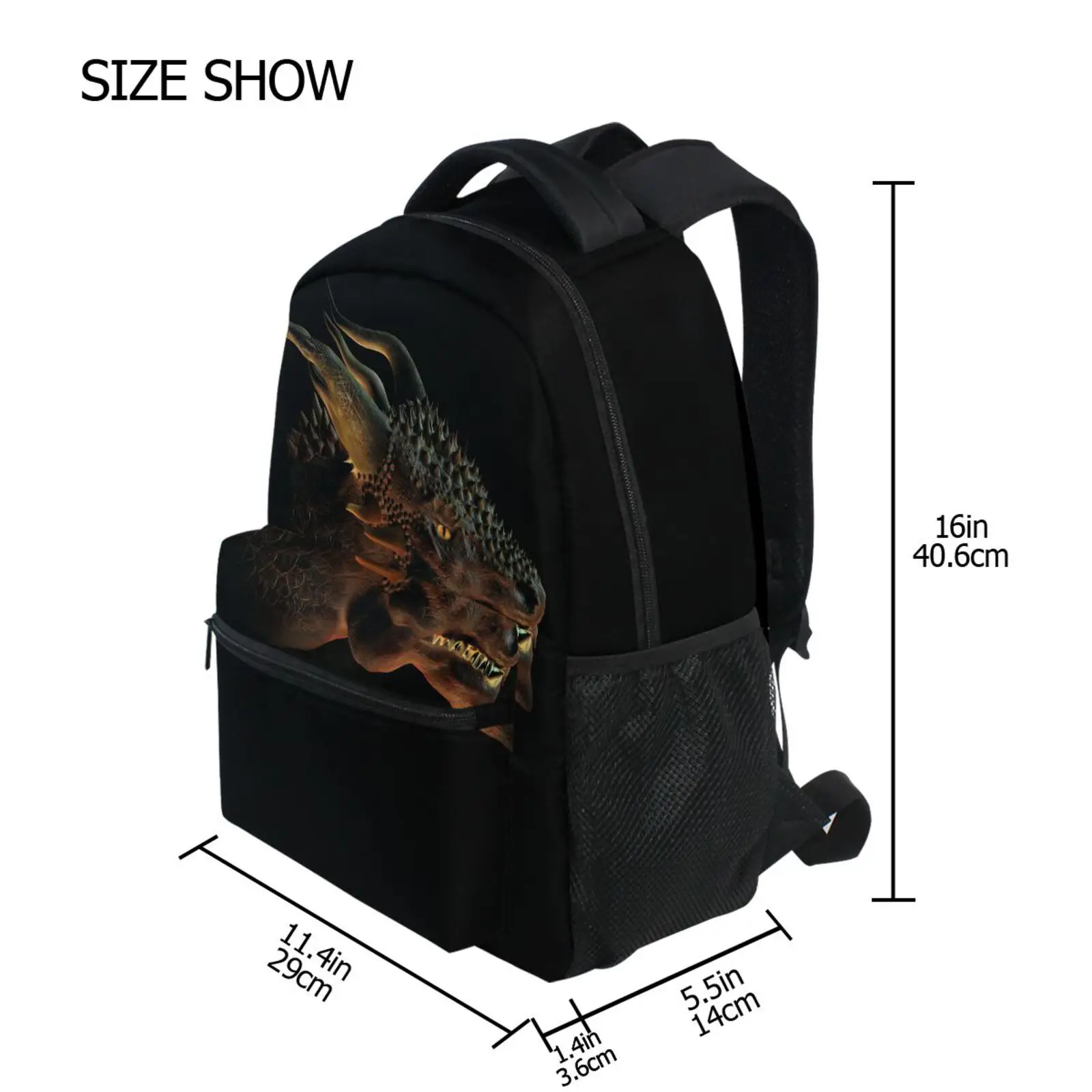 Black School Bags For Teenage Girls Schoolbag Children Backpacks Animal Print Polyester School Backpack kids Dragon Bag pack